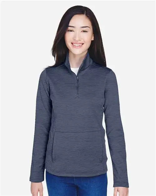 Devon & Jones Dg798w Women’s Newbury Mãlange Fleece Quarter-zip Pullover - Navy Heather