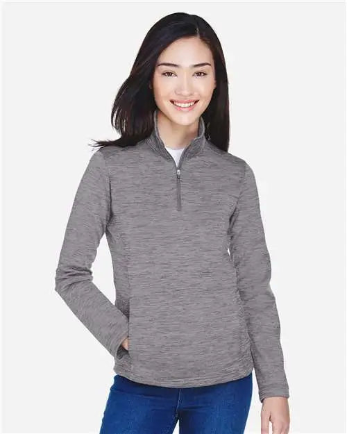 Devon & Jones Dg798w Women’s Newbury Mãlange Fleece Quarter-zip Pullover - Dark Grey Heather