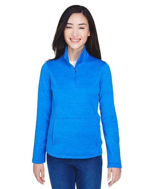 Devon & Jones Dg798w Women's Newbury MÃ©lange Fleece Quarter-zip Pullover - French Blue Heather