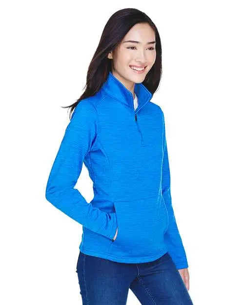 Devon & Jones Dg798w Women's Newbury MÃ©lange Fleece Quarter-zip Pullover - French Blue Heather