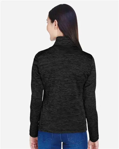 Devon & Jones Dg798w Women's Newbury MÃ©lange Fleece Quarter-zip Pullover - Black Heather