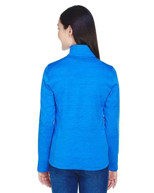 Devon & Jones Dg798w Women's Newbury MÃ©lange Fleece Quarter-zip Pullover - French Blue Heather