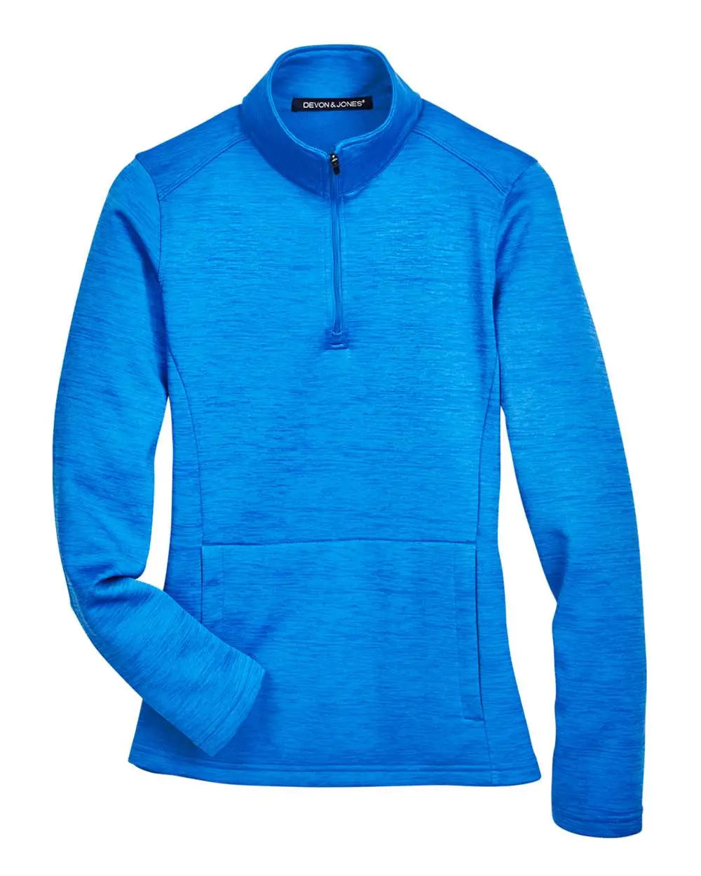 Devon & Jones Dg798w Women's Newbury MÃ©lange Fleece Quarter-zip Pullover - French Blue Heather - Navy / Xs