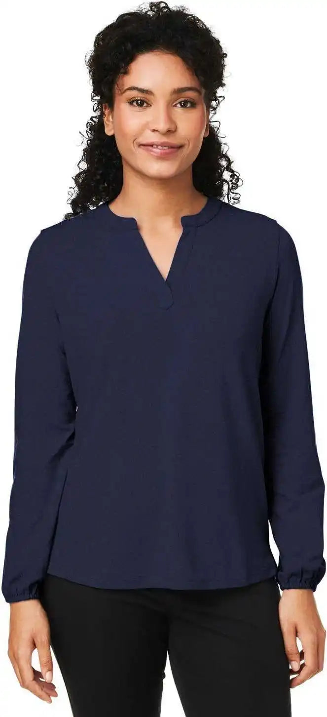 Devon & Jones Dp122w Ladies’ Raleigh Half-placket Knit Top - Navy