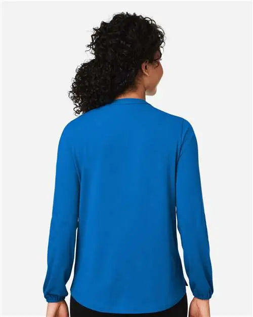 Devon & Jones Dp122w Women's Raleigh Half-placket Knit Top - French Blue