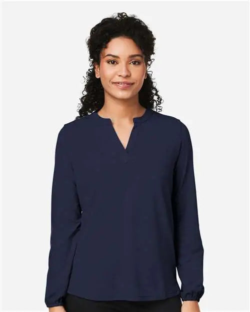 Devon & Jones Dp122w Women’s Raleigh Half-placket Knit Top - Navy