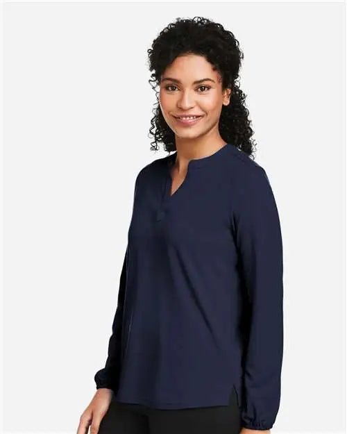 Devon & Jones Dp122w Women’s Raleigh Half-placket Knit Top - Navy