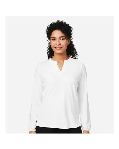 Devon & Jones Dp122w Women’s Raleigh Half-placket Knit Top - White