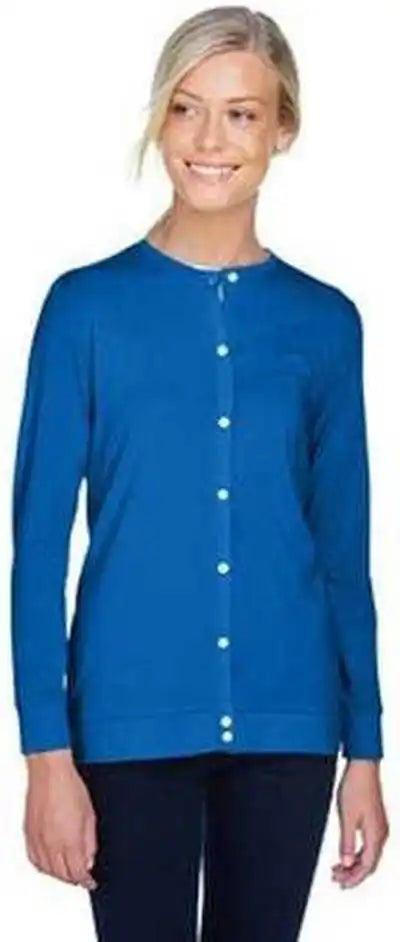 Devon & Jones Dp181w Ladies’ Perfect Fit Ribbon Cardigan - French Blue