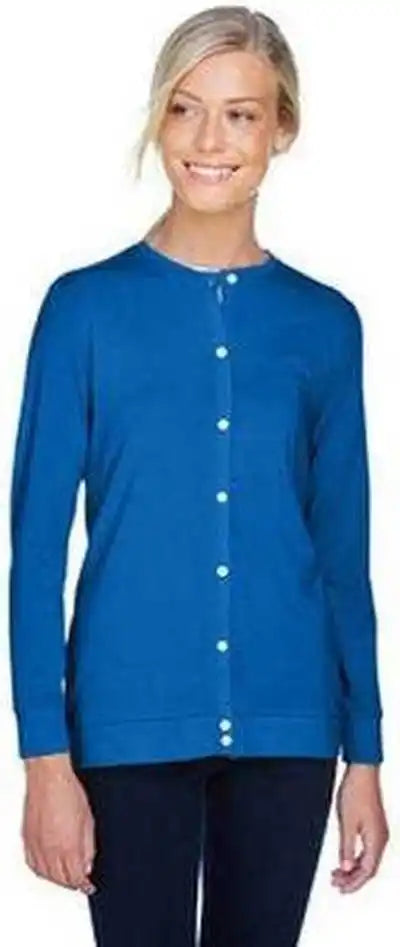 Devon & Jones Dp181w Ladies’ Perfect Fit Ribbon Cardigan - French Blue