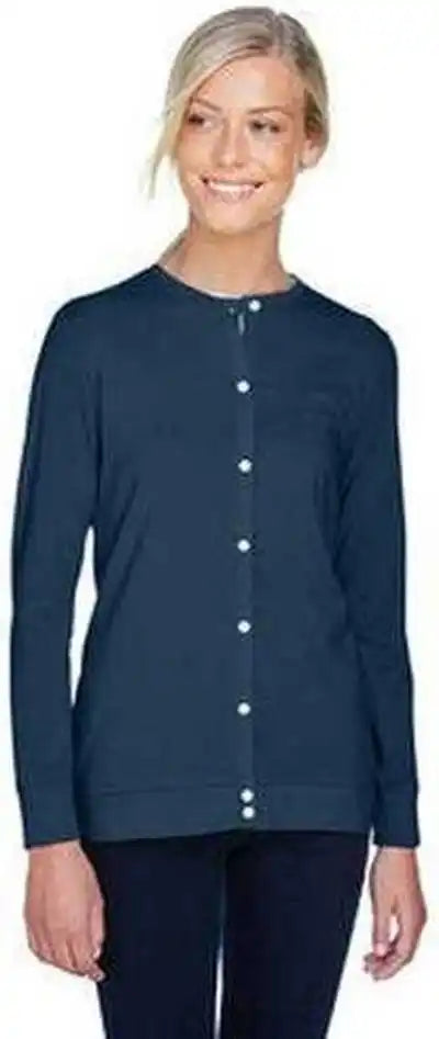 Devon & Jones Dp181w Ladies’ Perfect Fit Ribbon Cardigan - Navy