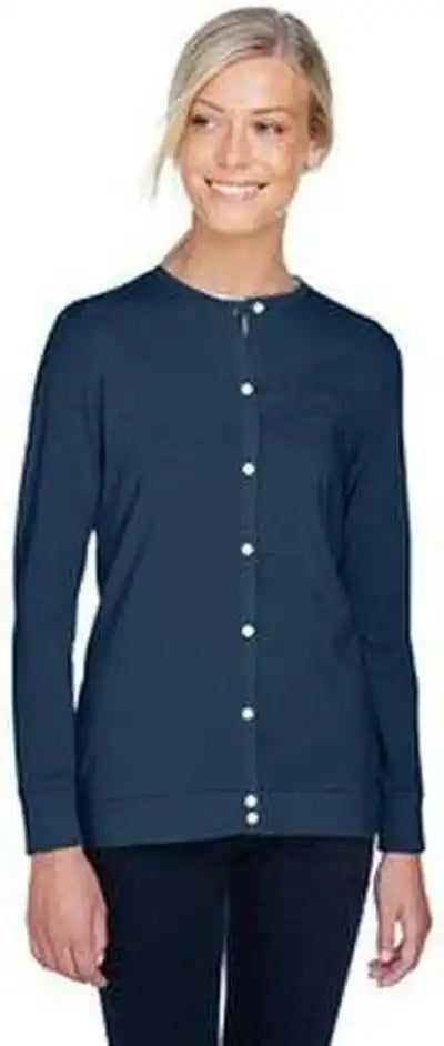 Devon & Jones Dp181w Ladies’ Perfect Fit Ribbon Cardigan - Navy