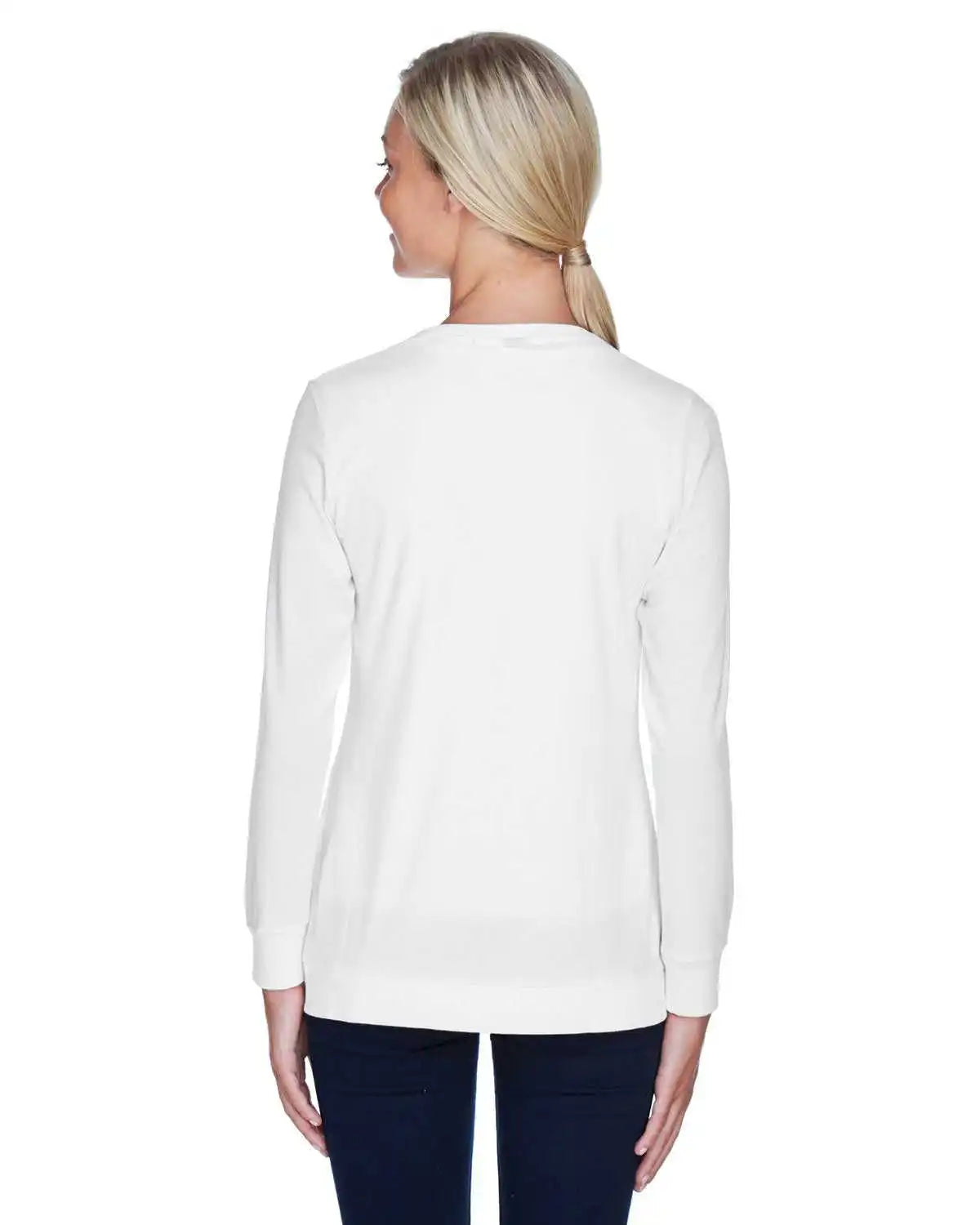 Devon &amp; Jones Dp181w Ladies’ Perfect Fit Ribbon Cardigan - White