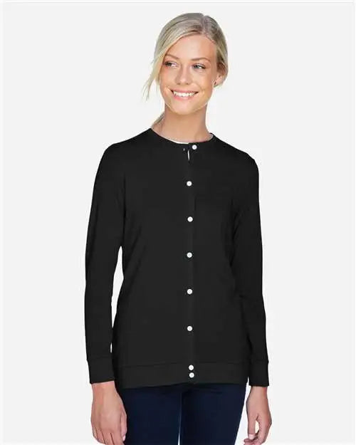 Devon & Jones Dp181w Women's Perfect Fitâ„¢ Ribbon Cardigan - Black