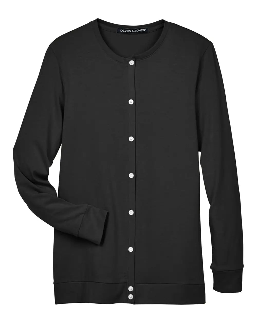 Devon & Jones Dp181w Women's Perfect Fitâ„¢ Ribbon Cardigan - Black - Xs