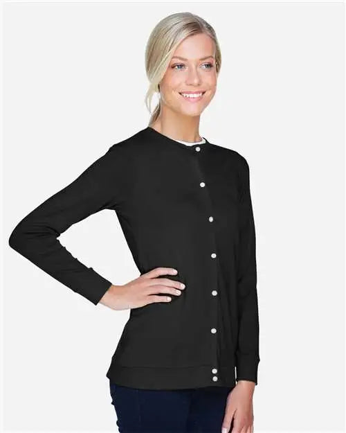 Devon & Jones Dp181w Women’s Perfect Fitâ„¢ Ribbon Cardigan - Black