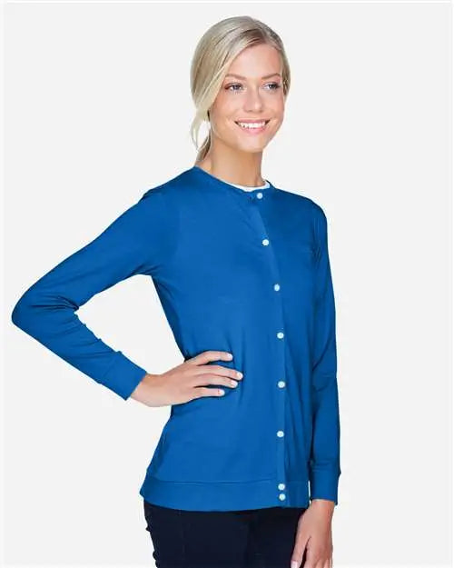 Devon & Jones Dp181w Women’s Perfect Fitâ„¢ Ribbon Cardigan - French Blue
