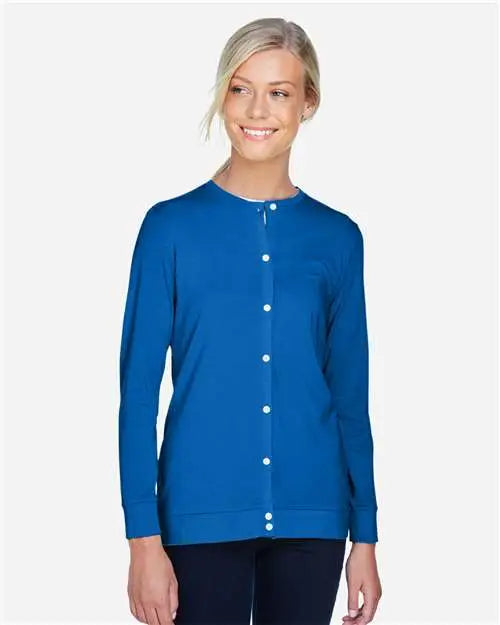 Devon & Jones Dp181w Women’s Perfect Fitâ„¢ Ribbon Cardigan - French Blue