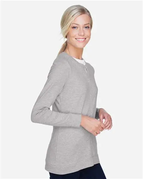Devon & Jones Dp181w Women’s Perfect Fitâ„¢ Ribbon Cardigan - Grey Heather