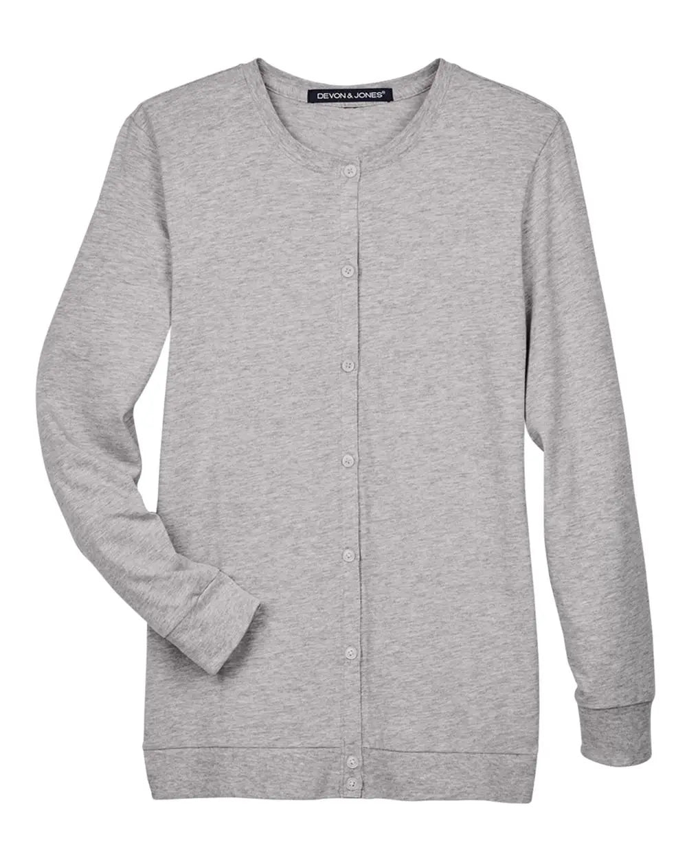 Devon & Jones Dp181w Women’s Perfect Fitâ„¢ Ribbon Cardigan - Grey Heather