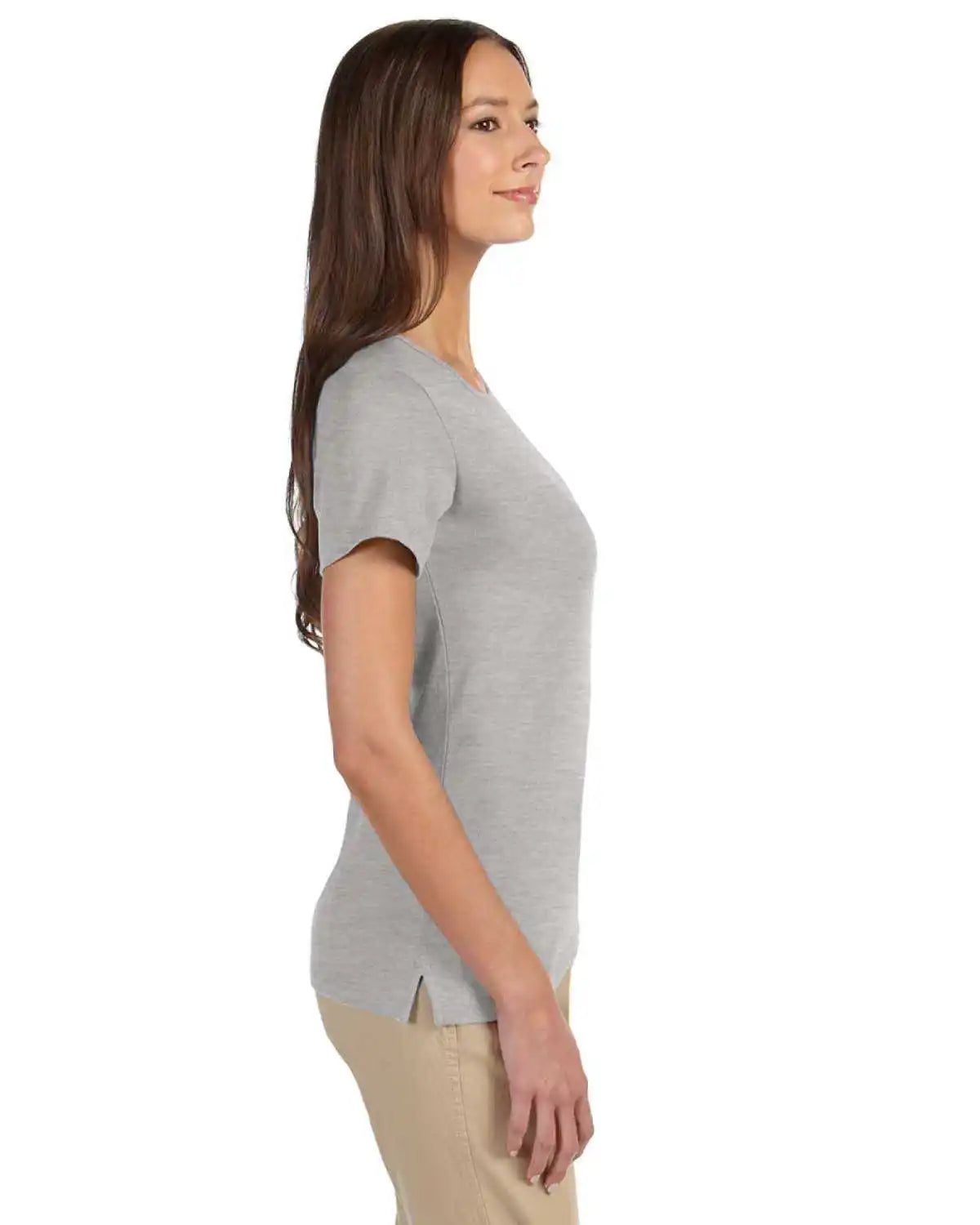 Devon & Jones Dp182w Ladies’ Perfect Fit Shell T-shirt - Gray Heather