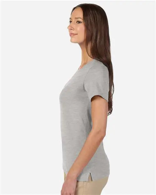 Devon & Jones Dp182w Women's Perfect Fitâ„¢ Shell T-shirt - Grey Heather