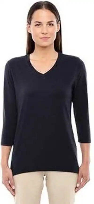 Devon & Jones Dp184w Ladies’ Perfect Fit Bracelet-length V-neck Top - Black