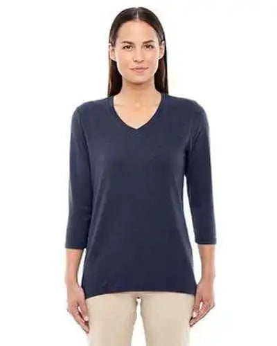 Devon &amp; Jones Dp184w Ladies’ Perfect Fit Bracelet-length V-neck Top - Navy