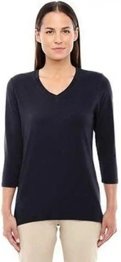 Devon & Jones Dp184w Ladies’ Perfect Fit Bracelet-length V-neck Top - Black