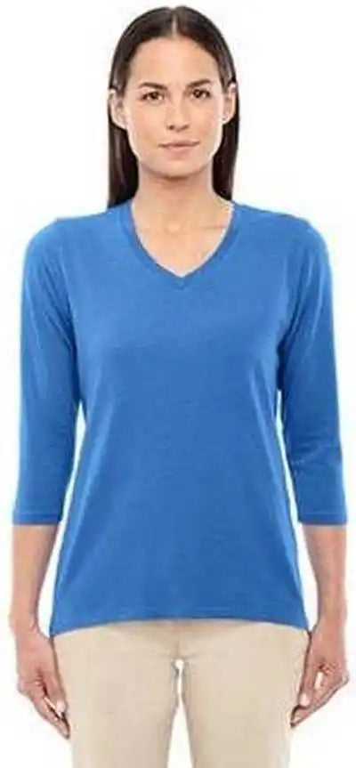 Devon &amp; Jones Dp184w Ladies’ Perfect Fit Bracelet Length v Neck Top French Blue