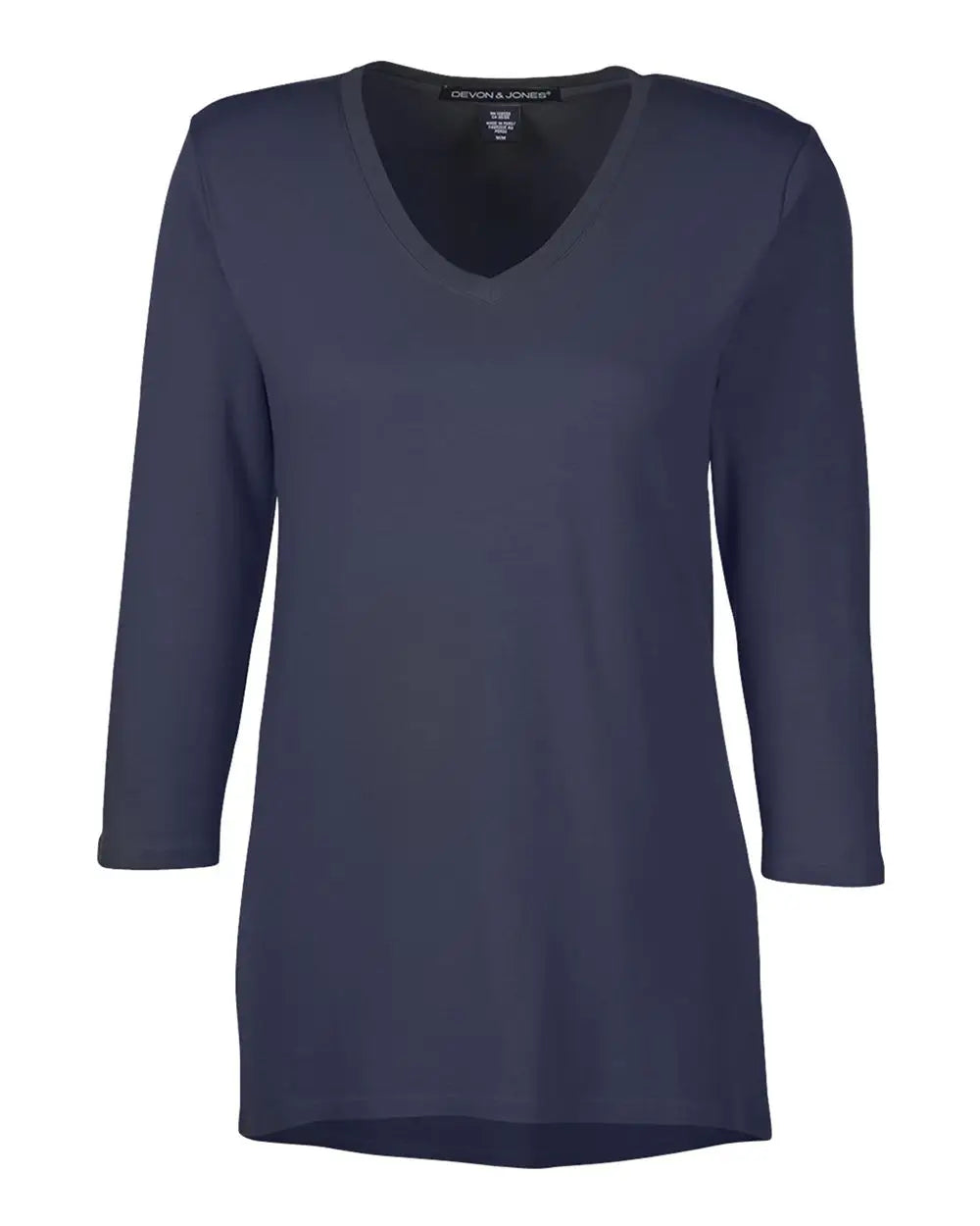 Devon & Jones Dp184w Women’s Perfect Fitâ„¢ Bracelet-length V-neck Top - Navy