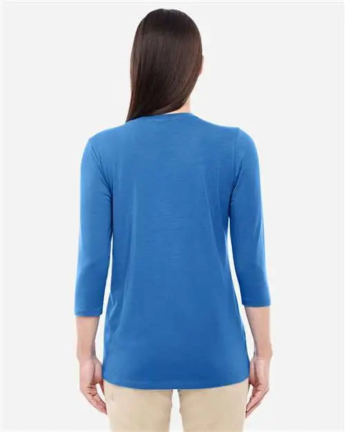 Devon & Jones Dp184w Women’s Perfect Fitâ„¢ Bracelet-length V-neck Top - French Blue
