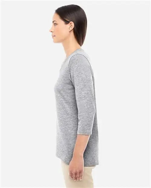 Devon & Jones Dp184w Women’s Perfect Fitâ„¢ Bracelet-length V-neck Top - Grey Heather