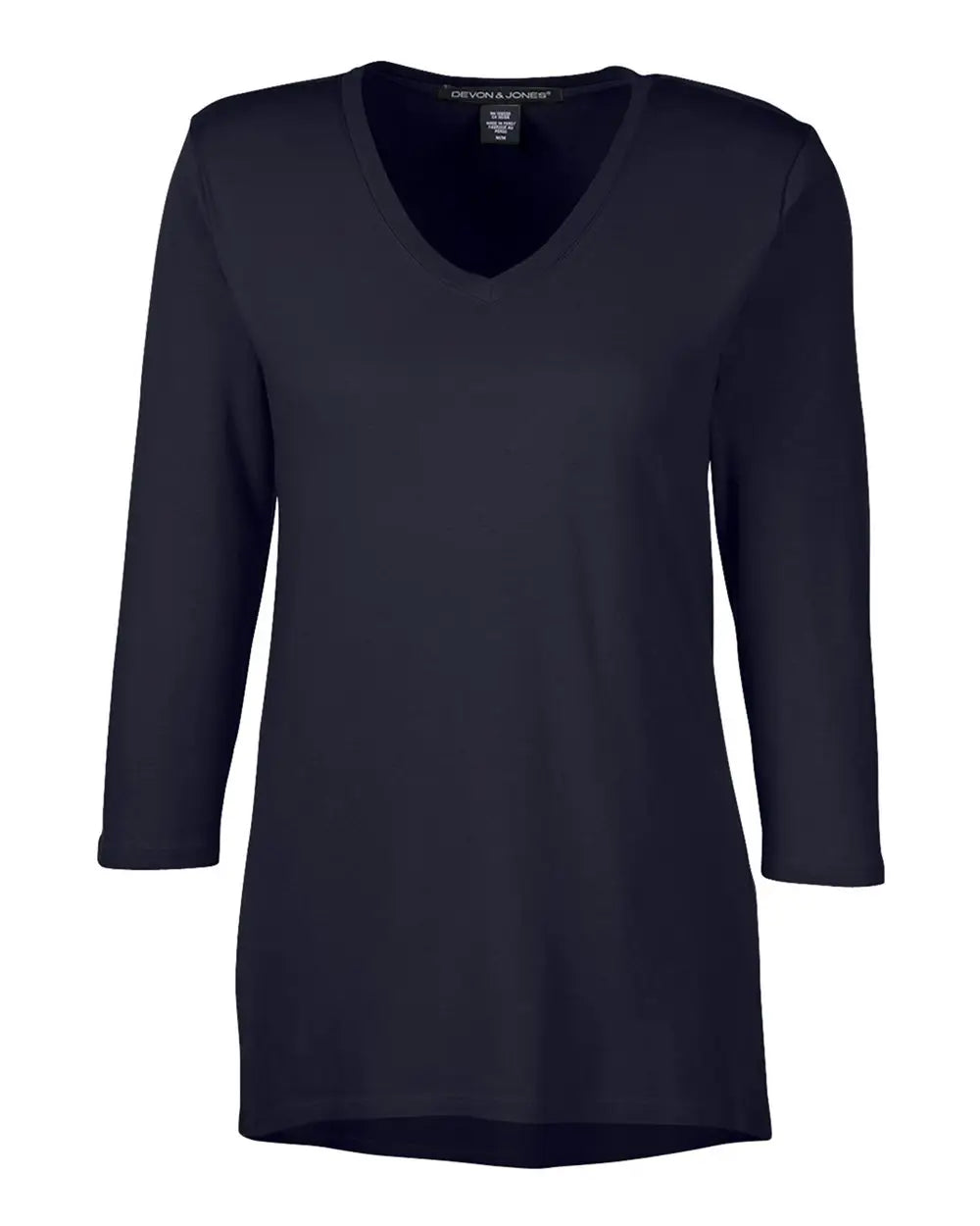 Devon & Jones Dp184w Women’s Perfect Fitâ„¢ Bracelet-length V-neck Top - Black