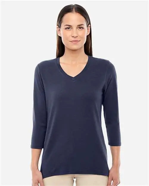 Devon & Jones Dp184w Women’s Perfect Fitâ„¢ Bracelet-length V-neck Top - Navy