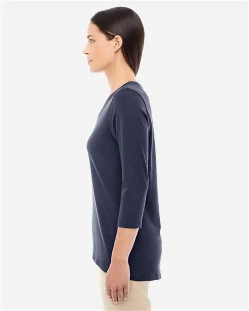 Devon & Jones Dp184w Women’s Perfect Fitâ„¢ Bracelet-length V-neck Top - Navy