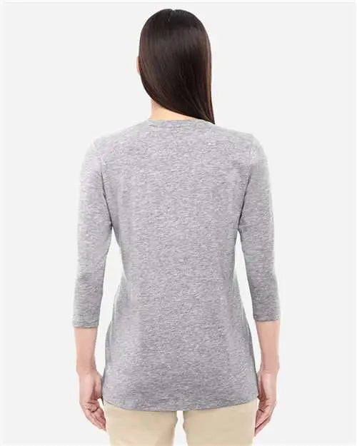 Devon & Jones Dp184w Women’s Perfect Fitâ„¢ Bracelet-length V-neck Top - Grey Heather