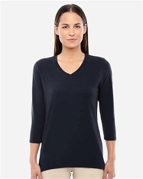 Devon & Jones Dp184w Women’s Perfect Fitâ„¢ Bracelet-length V-neck Top - Black