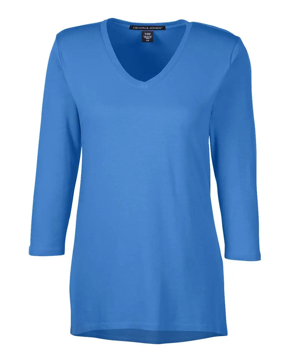 Devon & Jones Dp184w Women’s Perfect Fitâ„¢ Bracelet-length V-neck Top - French Blue