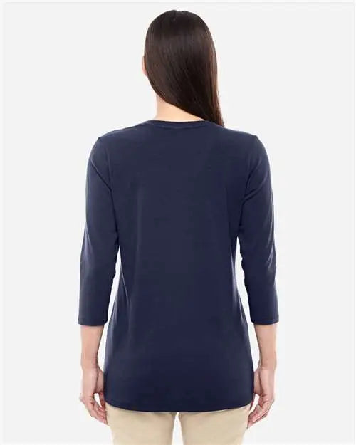 Devon & Jones Dp184w Women’s Perfect Fitâ„¢ Bracelet-length V-neck Top - Navy