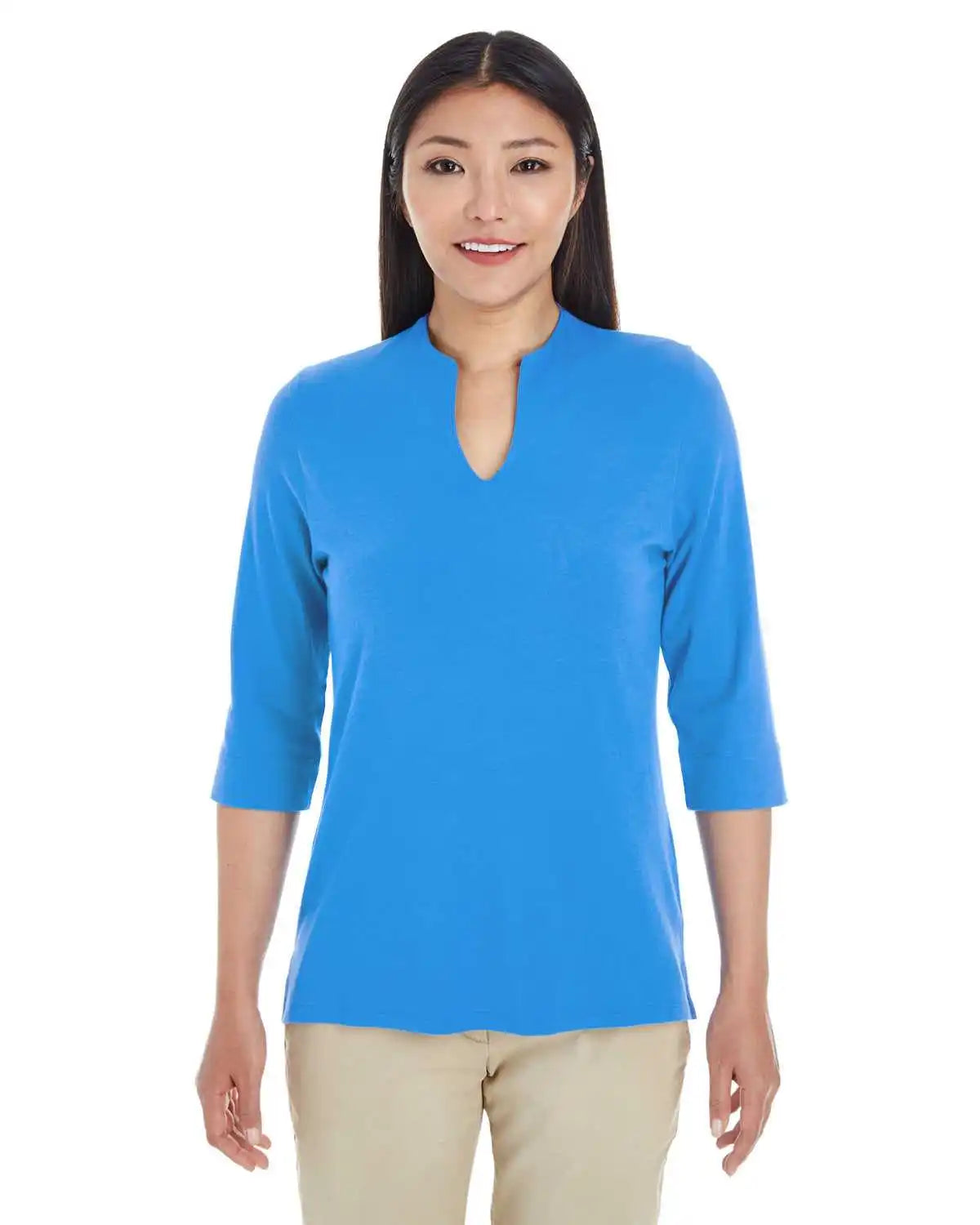 Devon & Jones Dp188w Ladies’ Perfect Fit Tailored Open Neckline Top - French Blue - Navy / Ladies m