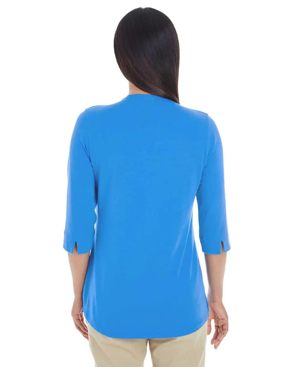 Devon &amp; Jones Dp188w Ladies’ Perfect Fit Tailored Open Neckline Top - French Blue - Navy / Ladies m