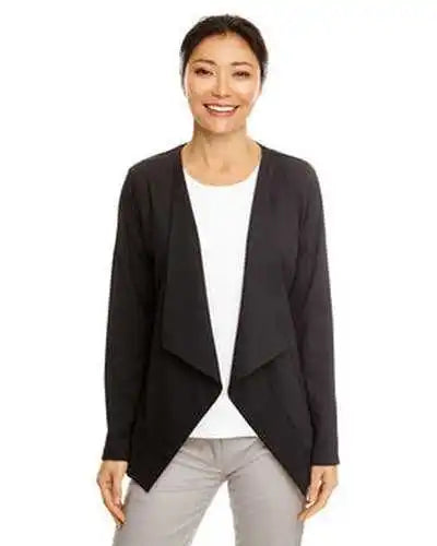 Devon & Jones Dp465w Ladies’ Perfect Fit Draped Open Blazer Black