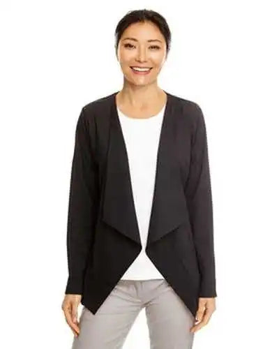 Devon &amp; Jones Dp465w Ladies’ Perfect Fit Draped Open Blazer Black
