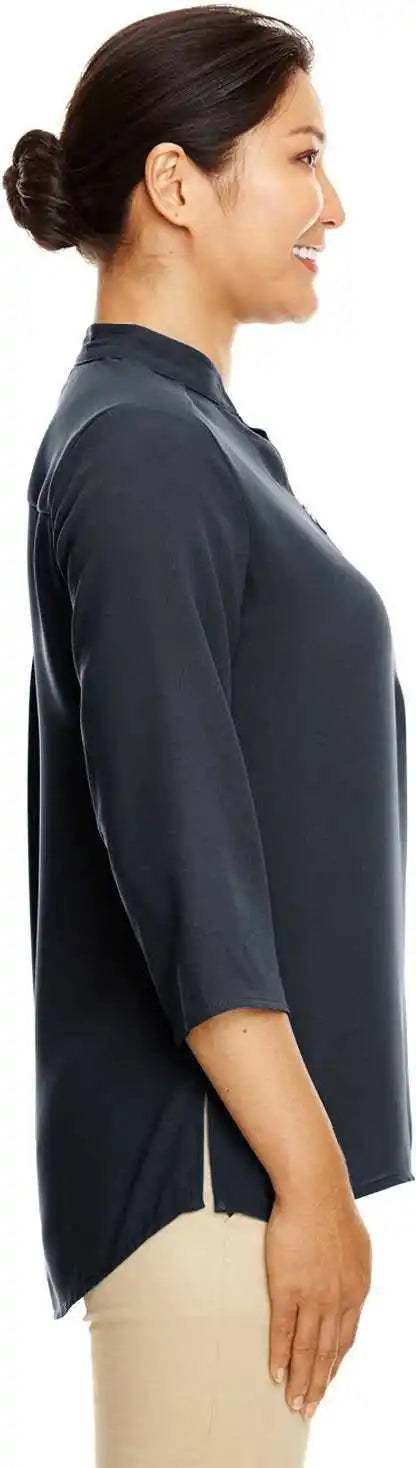 Devon & Jones Dp611w Ladies’ Perfect Fit 3/4 Sleeve Crepe Tunic - Black - Ladies Xs