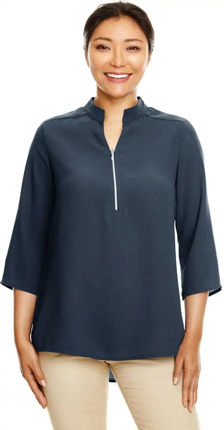 Devon & Jones Dp611w Ladies’ Perfect Fit 3/4 Sleeve Crepe Tunic Navy / Ladies 3xl