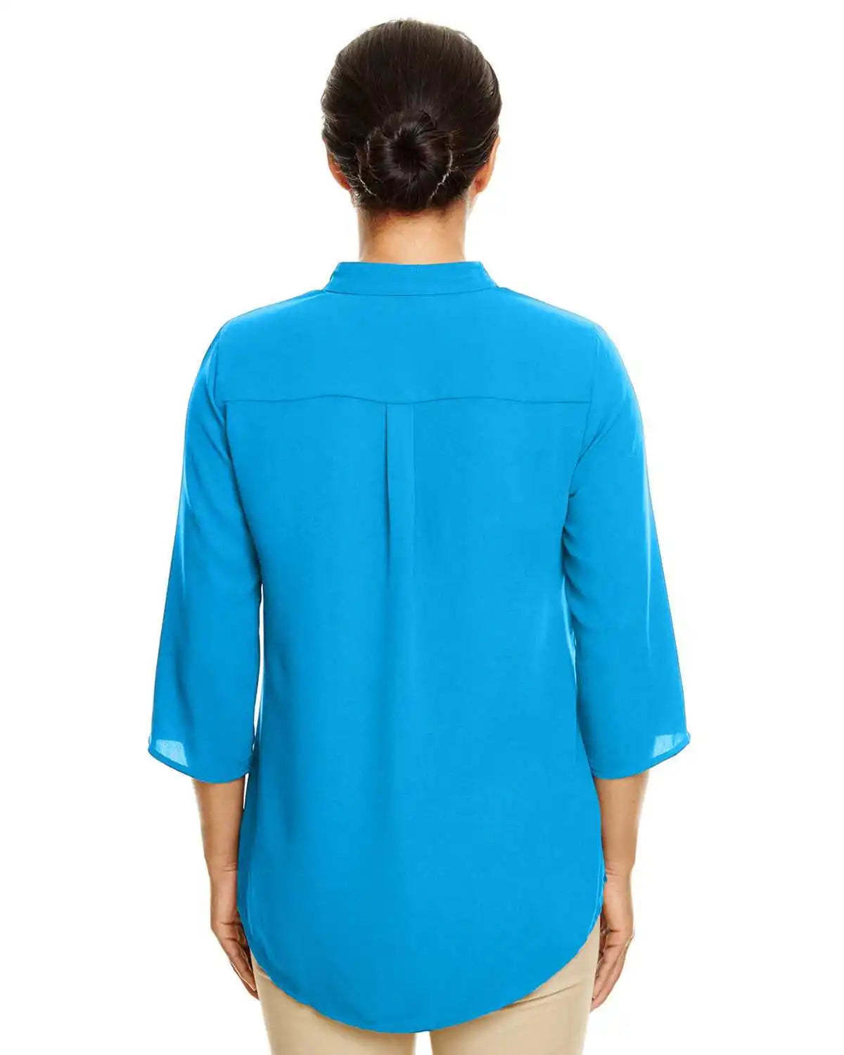 Devon &amp; Jones Dp611w Ladies’ Perfect Fit 3/4 Sleeve Crepe Tunic - Ocean Blue