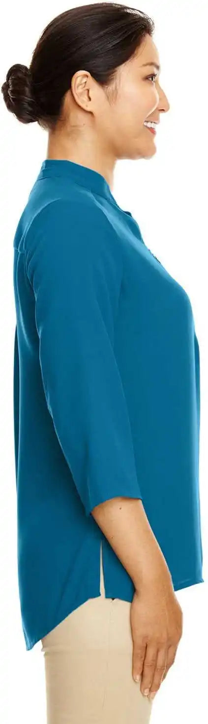 Devon & Jones Dp611w Ladies’ Perfect Fit 3/4 Sleeve Crepe Tunic - Dark Teal - Ladies l