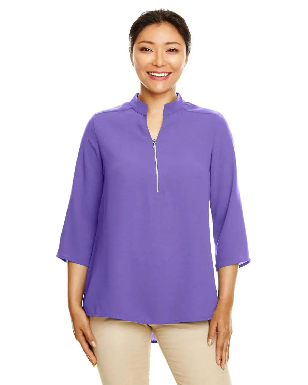 Devon &amp; Jones Dp611w Ladies’ Perfect Fit 3/4 Sleeve Crepe Tunic - Grape