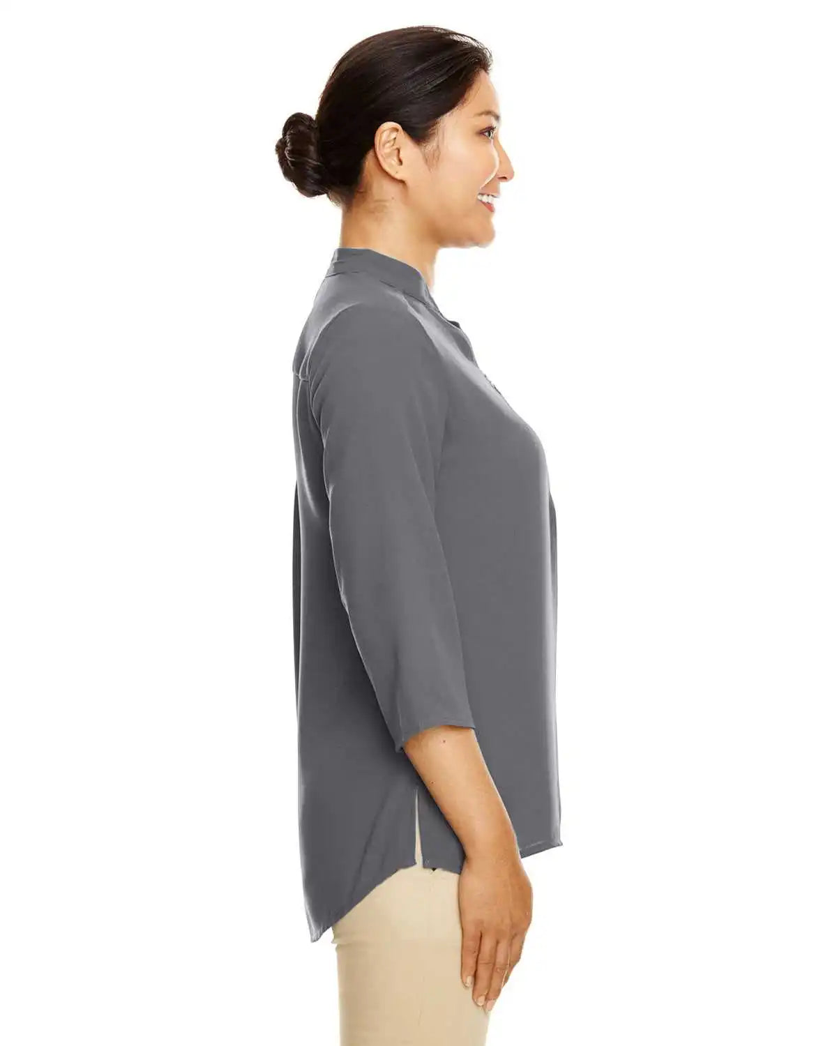 Devon &amp; Jones Dp611w Ladies’ Perfect Fit 3/4 Sleeve Crepe Tunic - Graphite